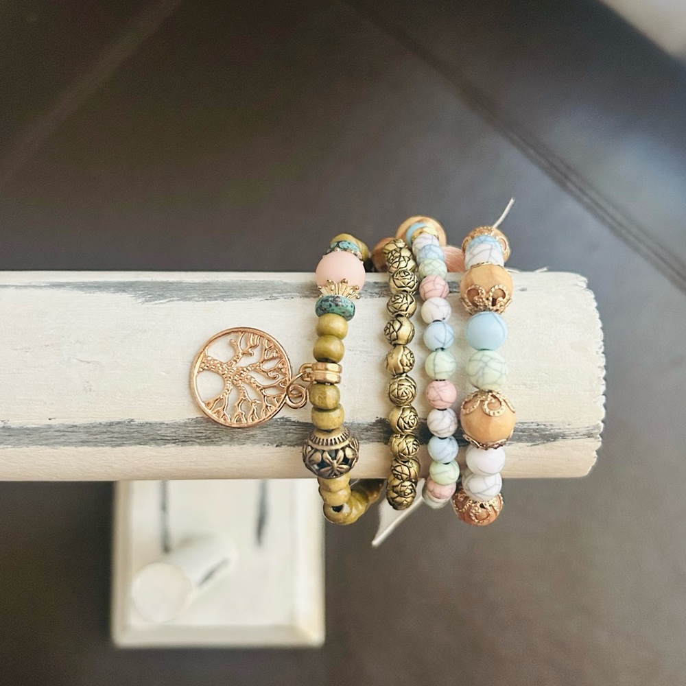 Beaded Bracelet Set in Earth Tones